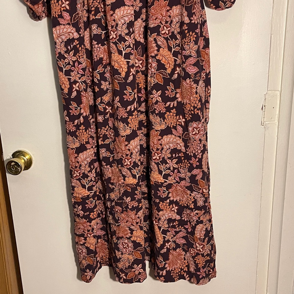 marine layer Lola burgundy floral midi dress medium - Picture 7 of 11
